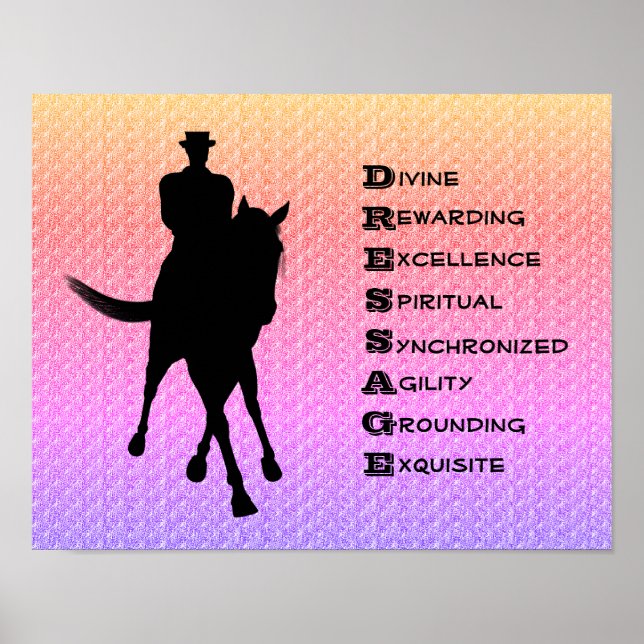 Affiche Dressage Est Silhouette De Cheval Et Cavalier  (Devant)