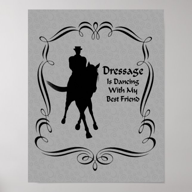 Affiche Dressage Horse Rider Silhouette Danser (Devant)
