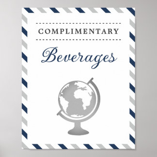Affiche Drinks Beverages Navy Gray Travel Airplane Airline
