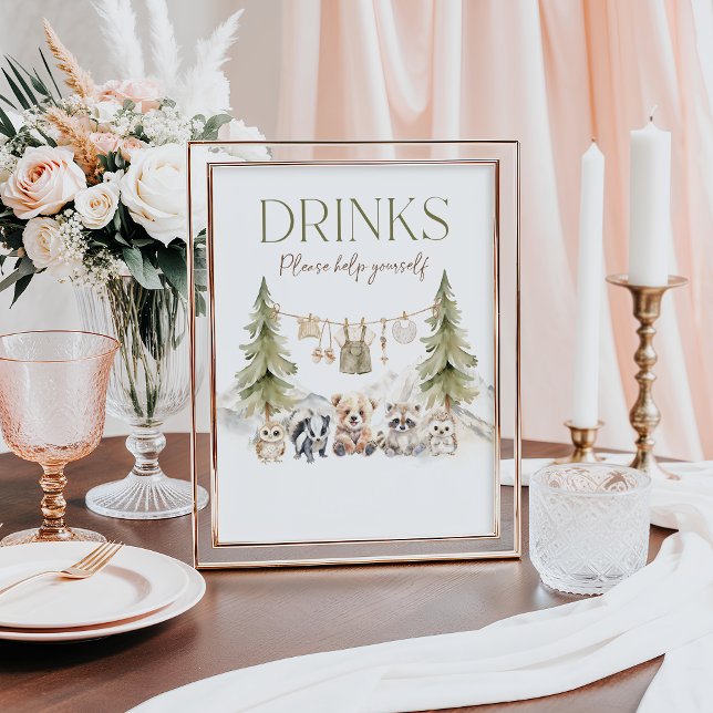 Affiche Drinks Woodland Adventure Boy Baby Shower (Créateur téléchargé)