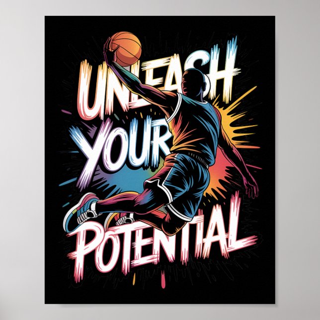 Affiche Drip Sketll Unleash Your Potential Slam Dunk Color (Devant)