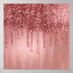 Affiche Dripping in Rose Gold Glitter Pretty Pink Drips