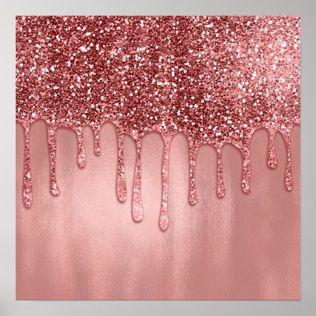 Affiche Dripping in Rose Gold Glitter Pretty Pink Drips (Devant)