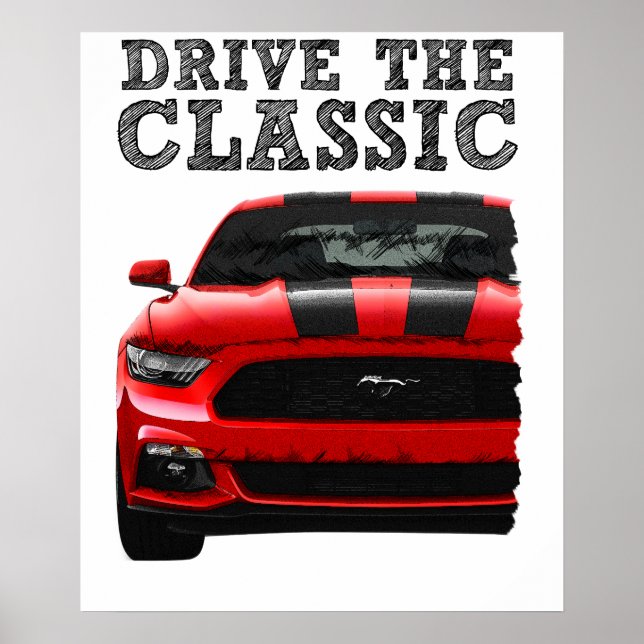 Affiche drive the classic-ford mustang (Devant)