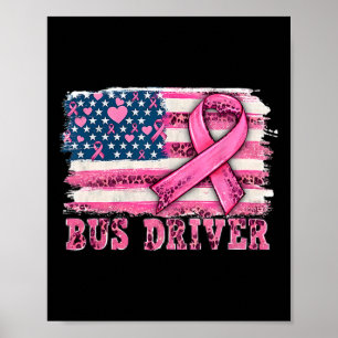 Affiche Driver American Flag Pink Ribbon Cancer du sein Aw