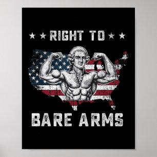 Affiche Droit À Armes Nues Drapeau 4 juillet Drôle Gym W