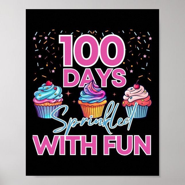 Affiche Drôle 100 Jours Cupcake Garçons Enfants 100 Jours  (Devant)