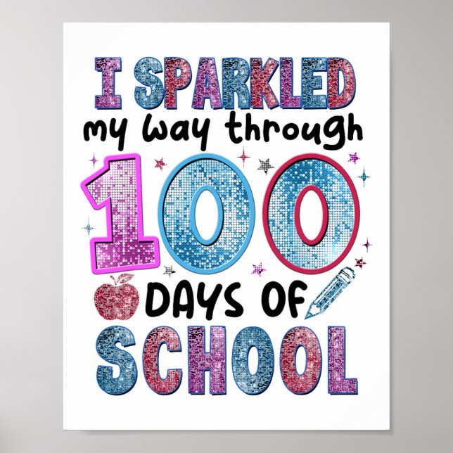 Affiche Drôle 100 Jours D'école Enseignant Élève Enfants 1 (Devant)