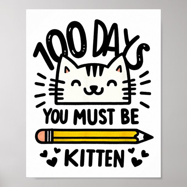 Affiche Drôle 100ème Jour De L'École 100 Jours Chat Vous D (Devant)