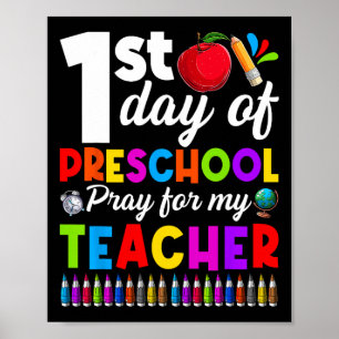 Affiche Drôle 1er jour de maternelle Priez pour mon garçon