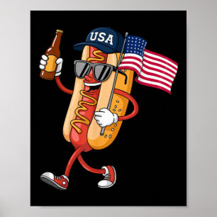 Affiche Drôle 4 juillet fête de l'indépendance Hot Dog Wie