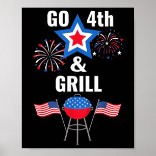 Affiche Drôle 4 Juillet Go 4 Et Grill Fumer Grille