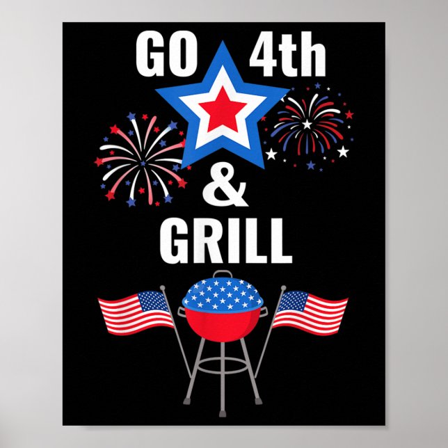 Affiche Drôle 4 Juillet Go 4 Et Grill Fumer Grille (Devant)