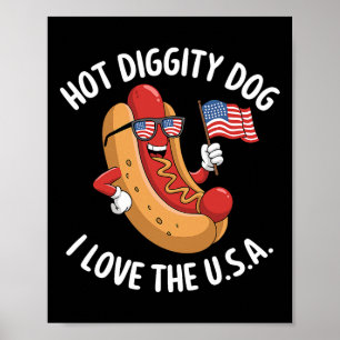 Affiche Drôle 4 juillet Hotdog Patriotique Usa Celebr