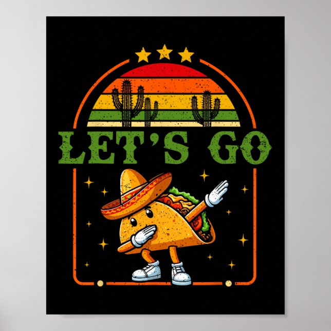 Affiche Drôle 4 juillet Patriotic Dabbing Taco Meme Let' (Devant)