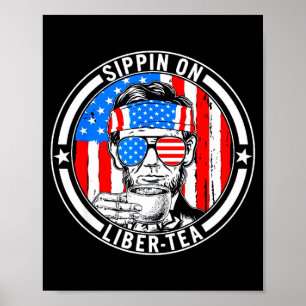 Affiche Drôle 4 juillet sirotez sur liber-té liberté usaF