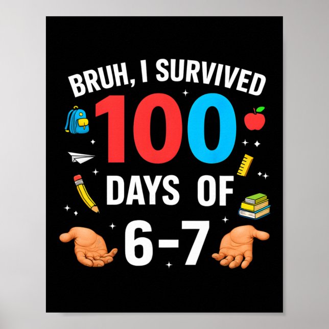 Affiche Drôle 67 100e jour d'école Enseignant 100 Jours 6  (Devant)
