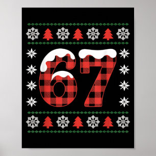 Affiche Drôle 67 Buffalo à carreaux de Noël Neige Pull de