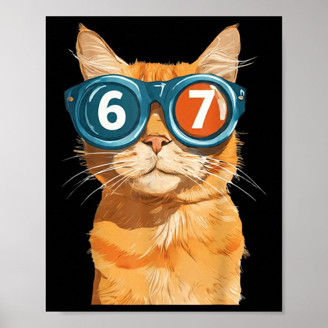 Affiche Drôle 67 Chat Orange Mème Six Sept Chats Correspon (Devant)