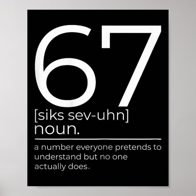 Affiche Drôle 67 Définition Meme Six Sept Clroom Humour De (Devant)