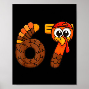 Affiche Drôle 67 Dinde de Thanksgiving Six Sept Mème Garço