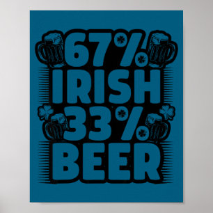 Affiche Drôle 67 Irlandais 33 Bière Six