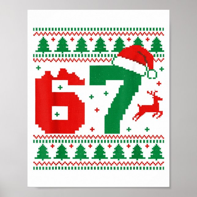 Affiche Drôle 67 Mème 6 7 Pull Démodé Noël Enfants Hommes  (Devant)
