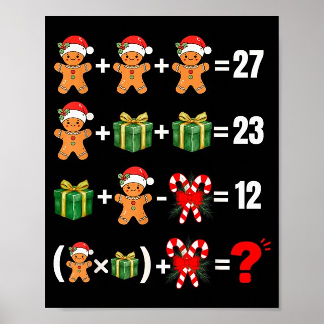 Affiche Drôle 67 Mème Bonbon Joyeux Santa Prof de Maths Ch (Devant)