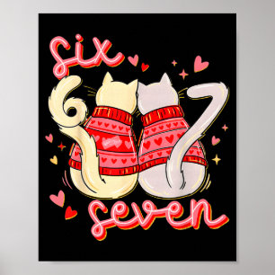 Affiche Drôle 67 Mème Chat Cœur Saint-Valentin Six Sept Ch