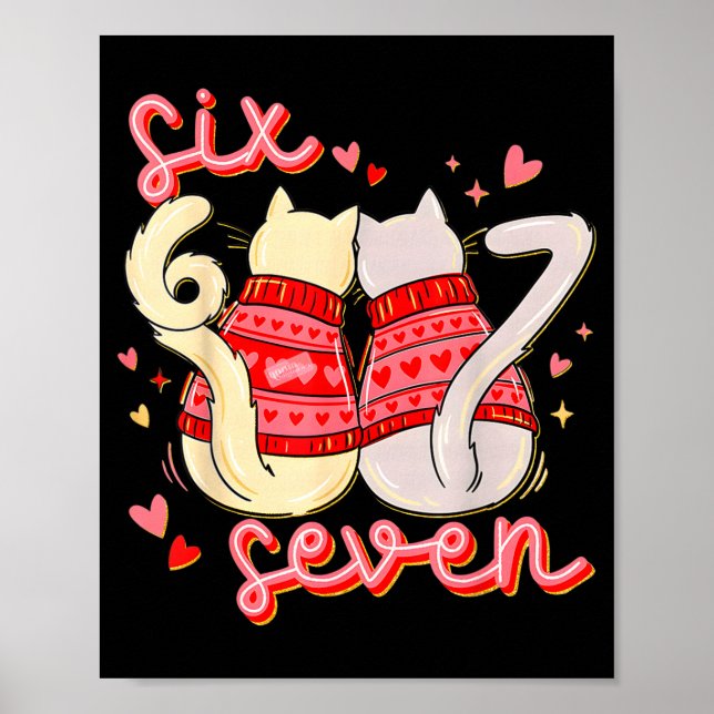 Affiche Drôle 67 Mème Chat Cœur Saint-Valentin Six Sept Ch (Devant)