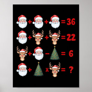 Affiche Drôle 67 Mème Noël Prof de maths Santa Six Sept