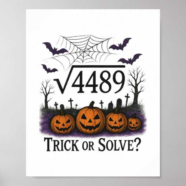 Affiche Drôle 67 Mème Prof de maths 6 7 Halloween Carré Ro (Devant)