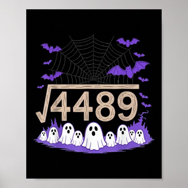 Affiche Drôle 67 Mème Prof de maths 6 7 Halloween Carré Ro (Devant)