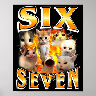 Affiche Drôle 67 Mème Six Sept Chat Mème Drôle Bootleg Gra