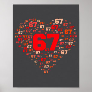 Affiche Drôle 67 Mème Six Sept Cœur Équivalent Couples Val