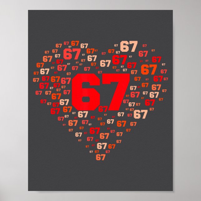 Affiche Drôle 67 Mème Six Sept Cœur Équivalent Couples Val (Devant)