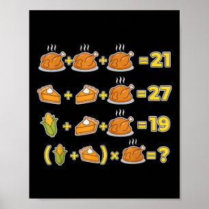 Affiche Drôle 67 Meme Thanksgiving Math Puzzle Logique Din