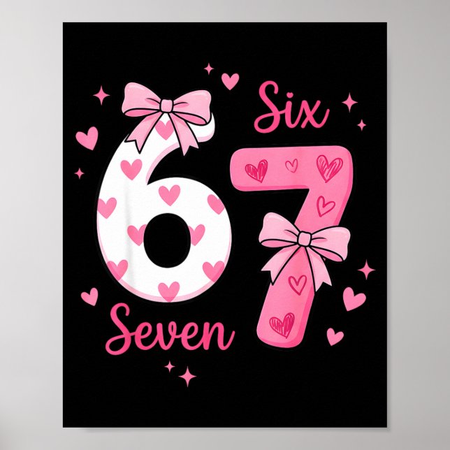 Affiche Drôle 67 Mignon Six Sept Mème Nk Cœurs Arc Valenti (Devant)