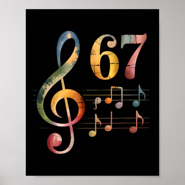 Affiche Drôle 67 Musique Mème Argot Six Sept Professeur de (Devant)