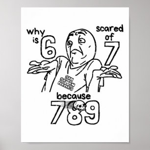 Affiche Drôle 67 Pourquoi 6 a-t-il peur de 7 Parce que 789