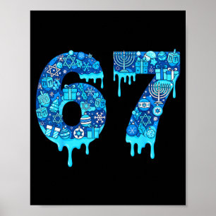 Affiche Drôle 67 Six Sept 6 7 Joyeux Hanukkah Juif Chanu