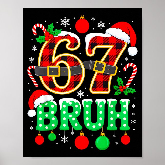 Affiche Drôle 67 Six Sept Bruh Mème Noël Pyjama Fami (Devant)