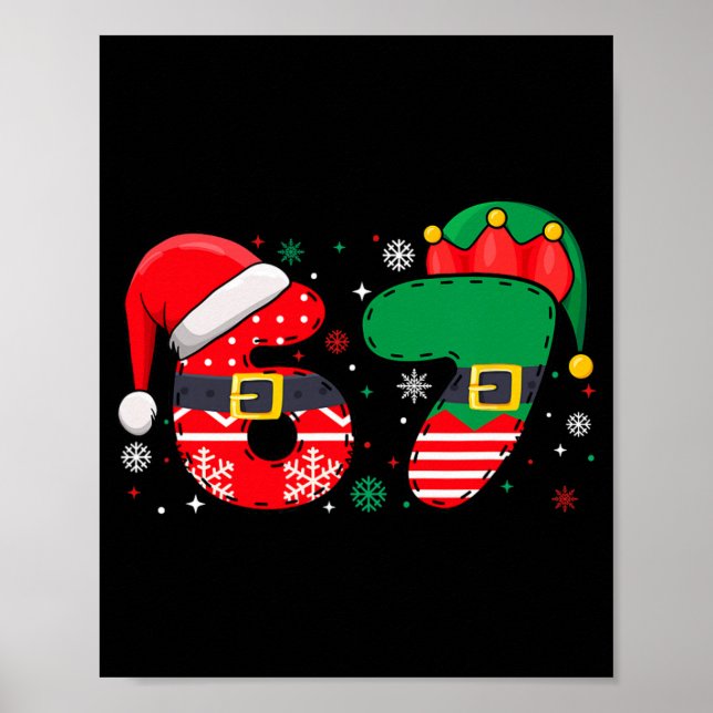 Affiche Drôle 67 Six Sept Mème 6-7 Noël Xmas Pyjama (Devant)