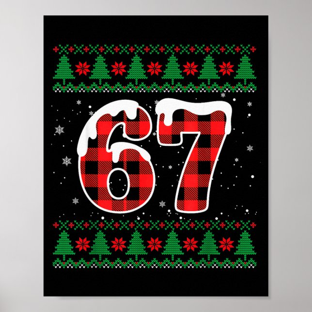 Affiche Drôle 67 Six Sept Mème Brainrot Cringe Noël  (Devant)