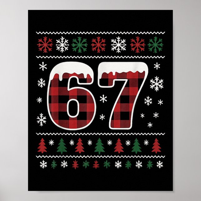 Affiche Drôle 67 Six Sept Mème Brainrot Cringe Noël  (Devant)