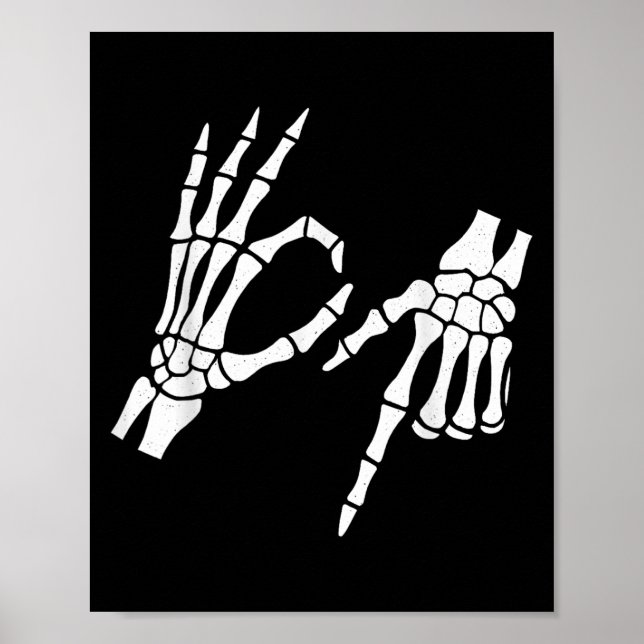 Affiche Drôle 67 Six Sept Mème Halloween Squelette Mains (Devant)