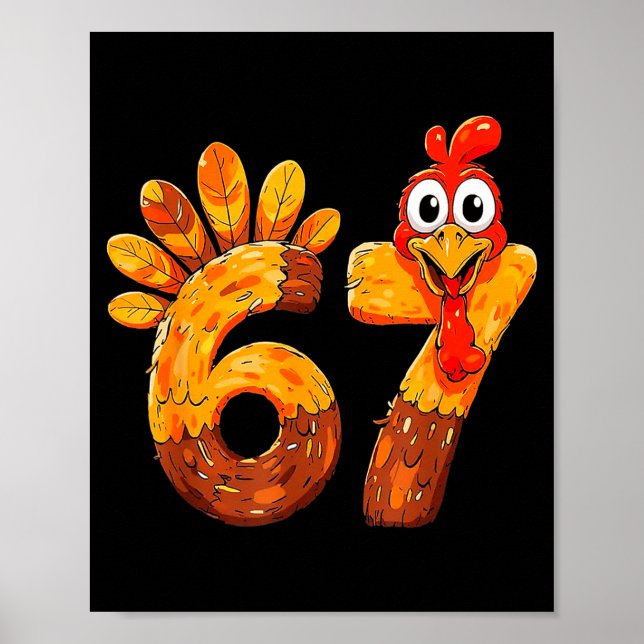 Affiche Drôle 67 Thanksgiving 6 7 Mème Humour Dinde Enfant (Devant)