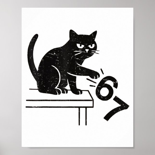 Affiche Drôle 6 7 Mème Chat Renverse 67  (Devant)