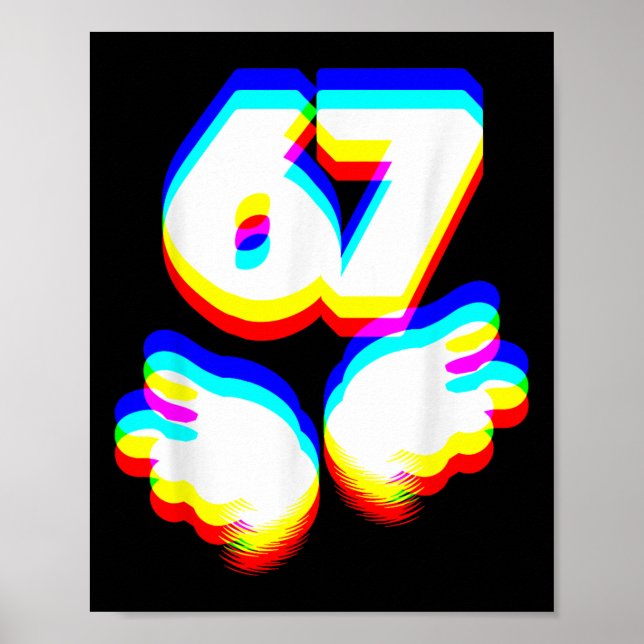 Affiche Drôle 6 7 Mème Gen Alpha Argot Six Sept Edm Couleu (Devant)