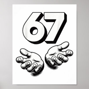 Affiche Drôle 6 7 Mème Gen Alpha Gen Z Argot Six Sept
